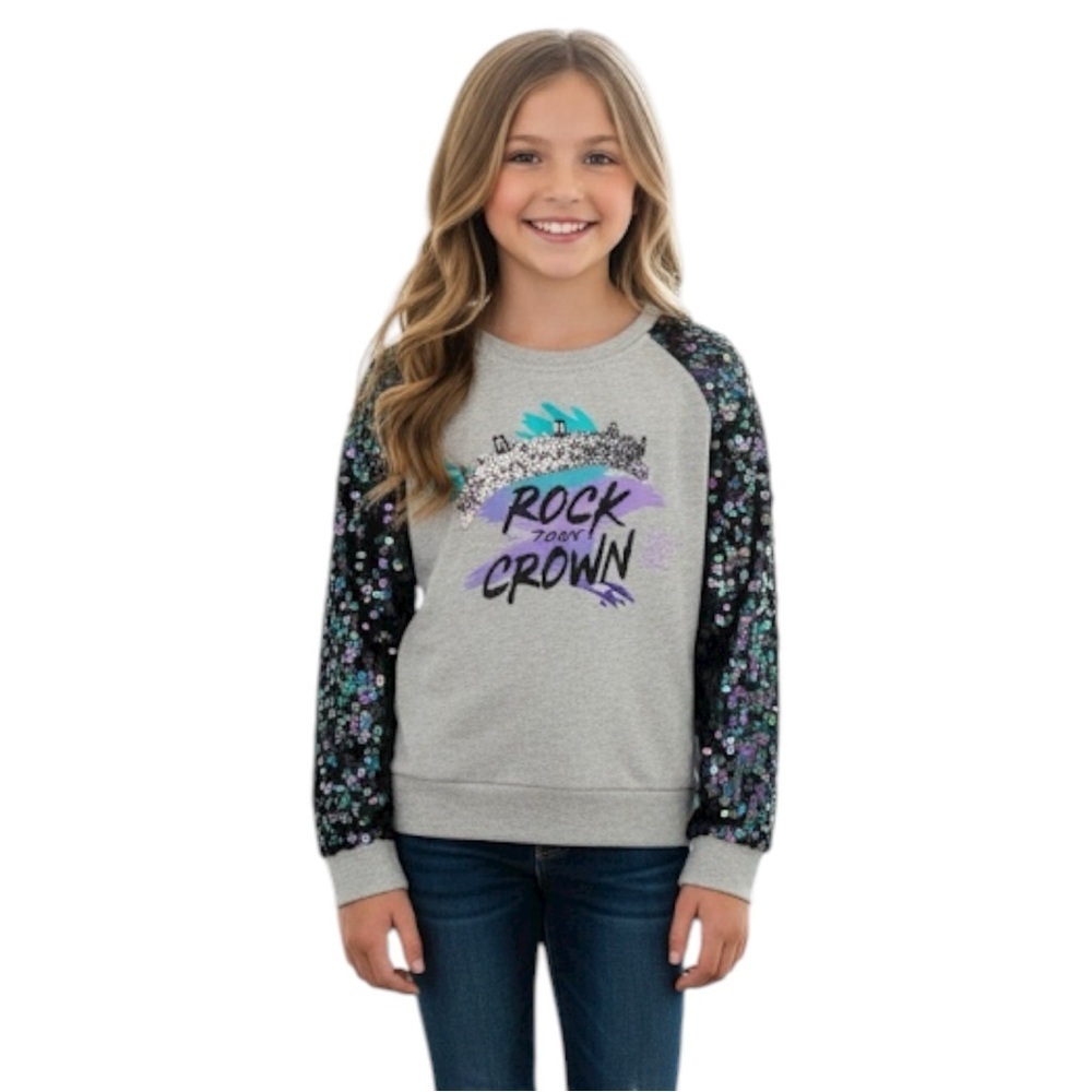 Disney D-Signed Size L Rock That Crown Sequin Sleeve Sweatshirt